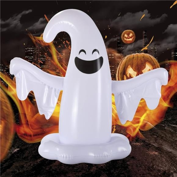 3.7FT Inflatable Ghost Halloween Jumbo, White Ghost, Blow up Ghost - Picture 3 of 7